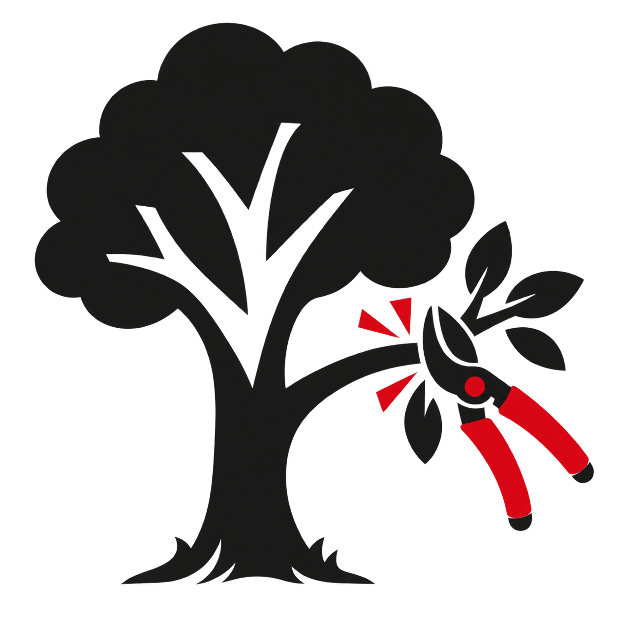 Tree trimming and pruning service illustration with pruning shears